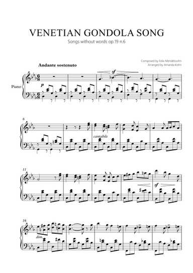 Venetian Gondola song op.19 n.6 - Cm (arr. Amanda Kohn)