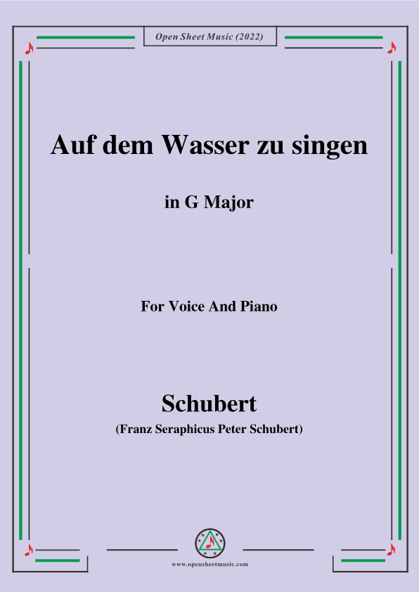 Schubert-Auf dem Wasser zu singen in G Major,for voice and piano (arr. MSM)