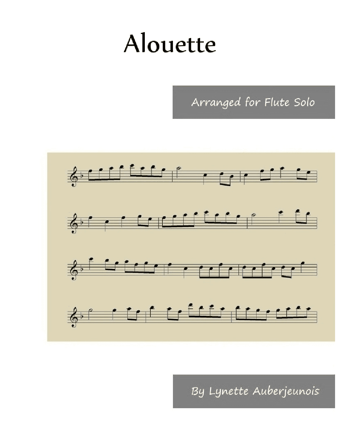 Alouette - Flute Solo (arr. Lynette Auberjeunois)