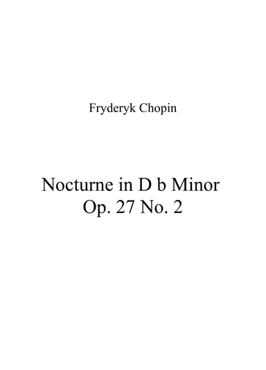 Nocturne in D b Minor Op. 27 No. 2 (arr. Patrizia Luraschi)