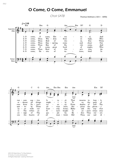 O Come, O Come, Emmanuel - Choir SATB - W/Chords (arr. César Madeira)