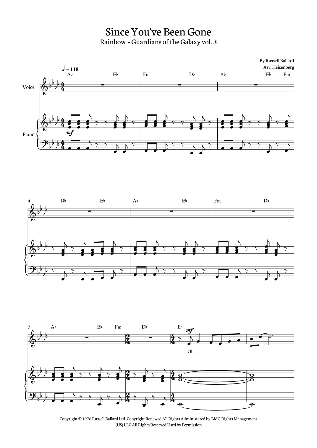 Since You've Been Gone (arr. Heisenberg)