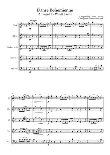 Danse Bohémienne arranged for Wind Quintet (arr. Andrew Middleton)