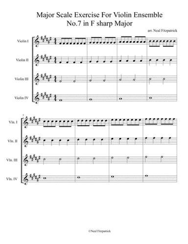 Major Scale Exercise For Violin Ensemble No.7 in F sharp Major
