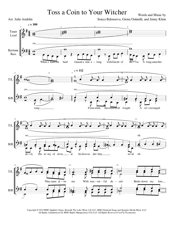 Toss A Coin To Your Witcher (arr. Julie Andelin)