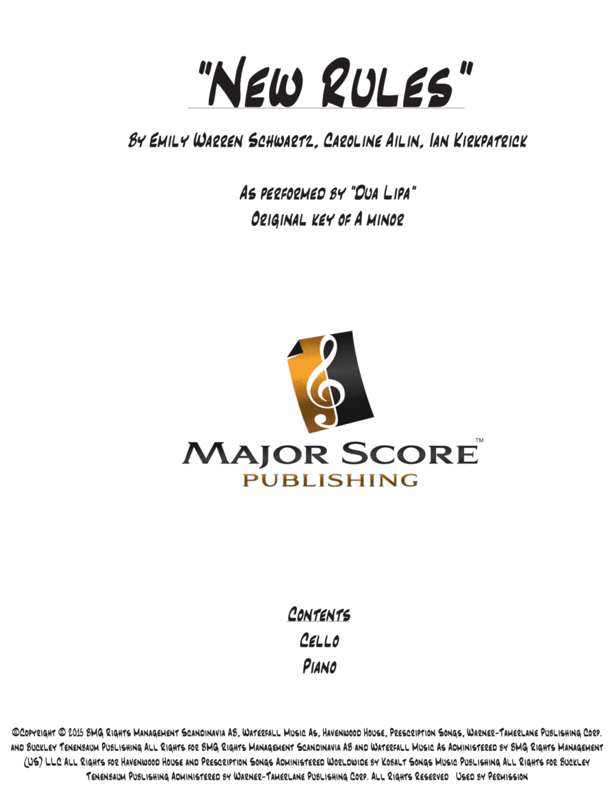 New Rules (arr. MAJOR SCORE PUBLISHING TM.)