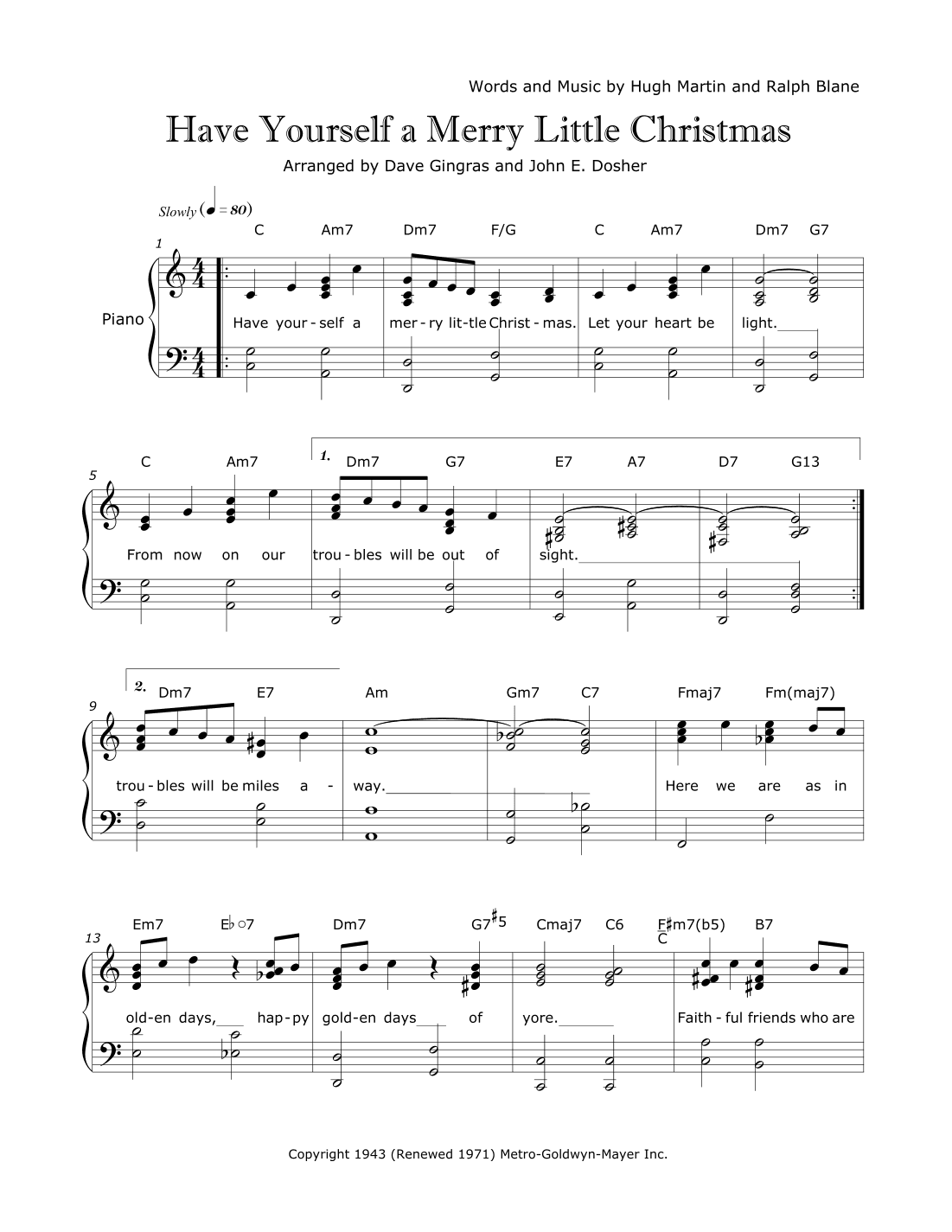 Have Yourself A Merry Little Christmas  from MEET ME IN ST. LOUIS (arr. Dave Gingras, John E. Dosher)