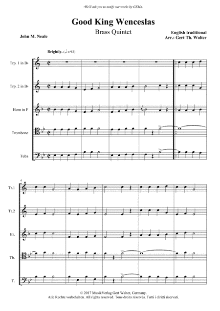 Good King Wenceslas (arr. Gert Th. Walter)