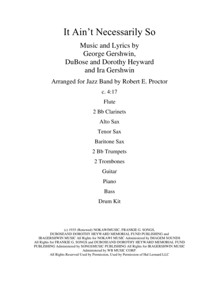 It Ain't Necessarily So  from PORGY AND BESS (arr. Robert E. Proctor)