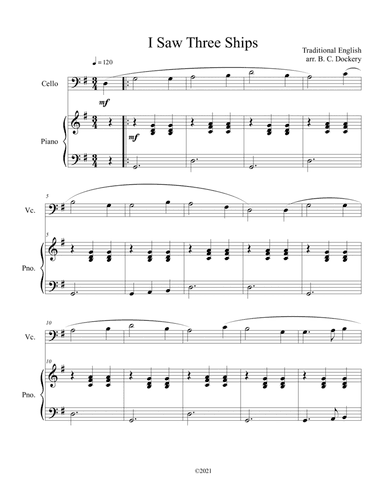 I Saw Three Ships (Cello Solo with Piano Accompaniment) (arr. B. C. Dockery)