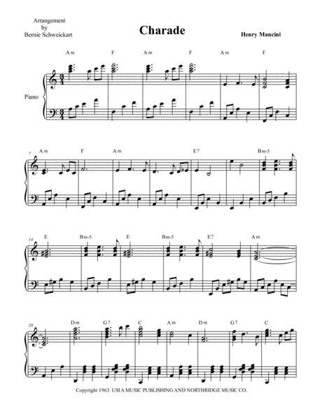 Charade (arr. Bernie Schweickart)