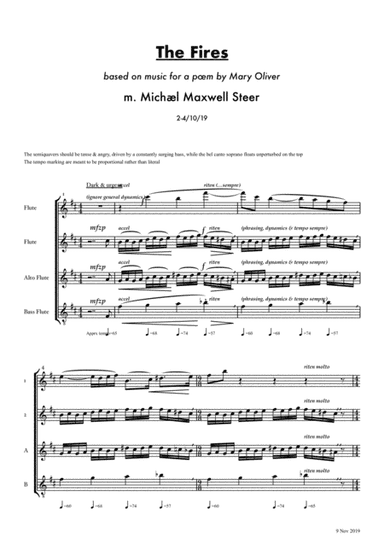 Fire Flute for flute quartet, based on the Mary Oliver poem The Fires