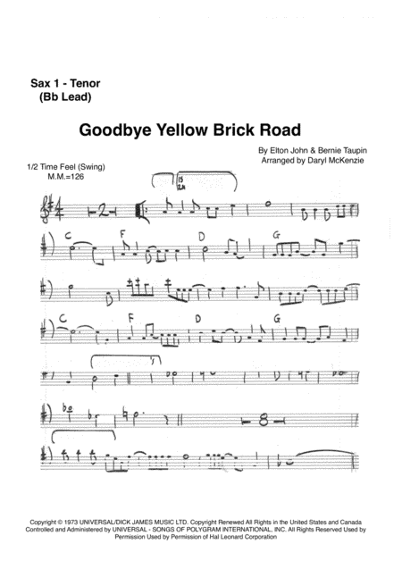 Goodbye Yellow Brick Road (arr. Daryl McKenzie)