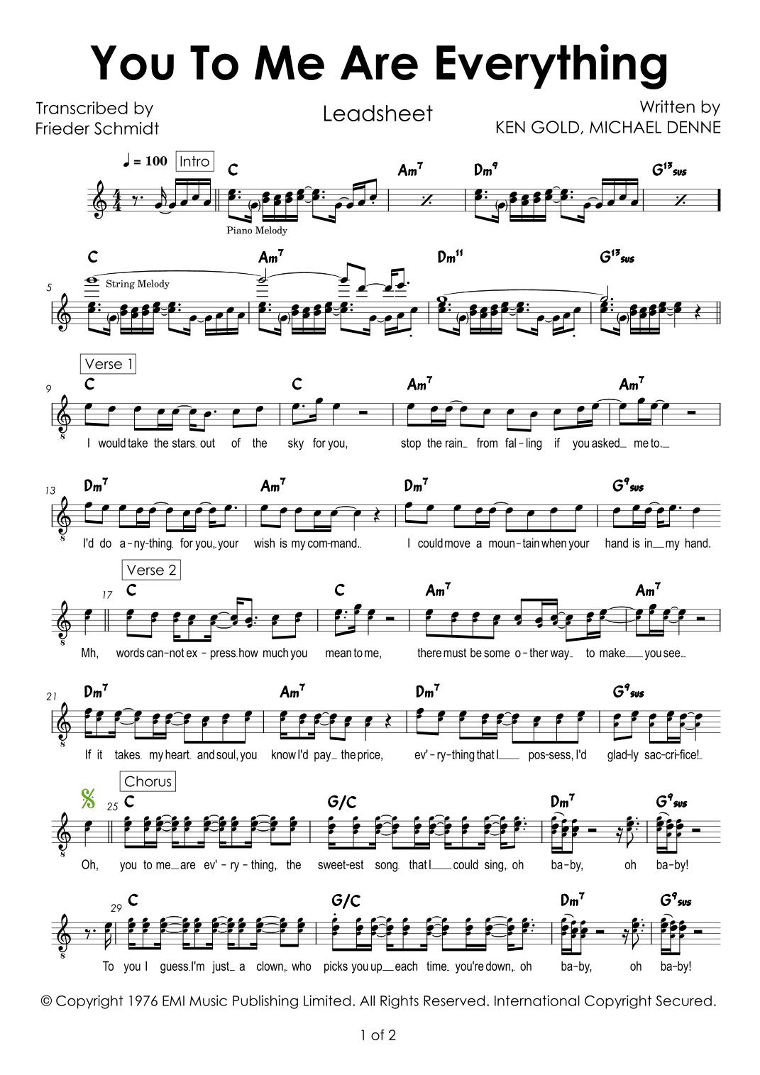 You To Me Are Everything (arr. Frieder Schmidt)