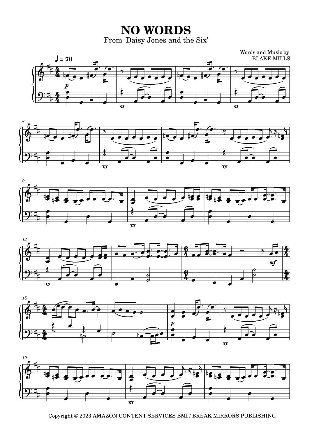 No Words (arr. SCMusic)