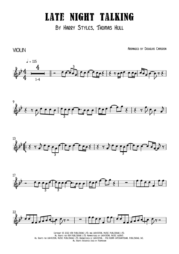 Late Night Talking (arr. Douglas Cameron)