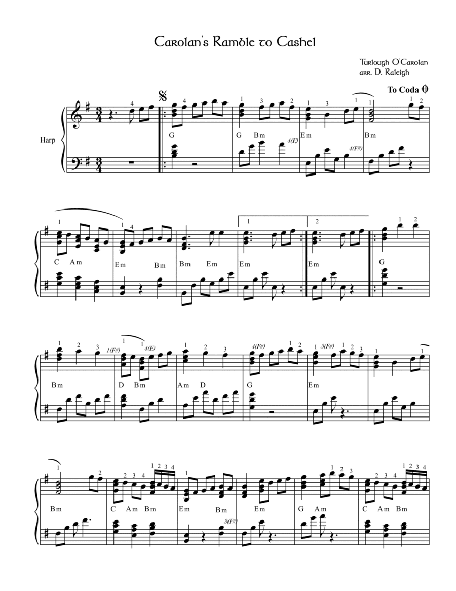 Carolan's Ramble to Cashel for 33 strings (arr. Darren Raleigh)