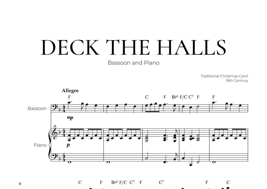 Deck The Halls (Bassoon and Piano) - Christmas Carol (arr. Pedro Merendi)