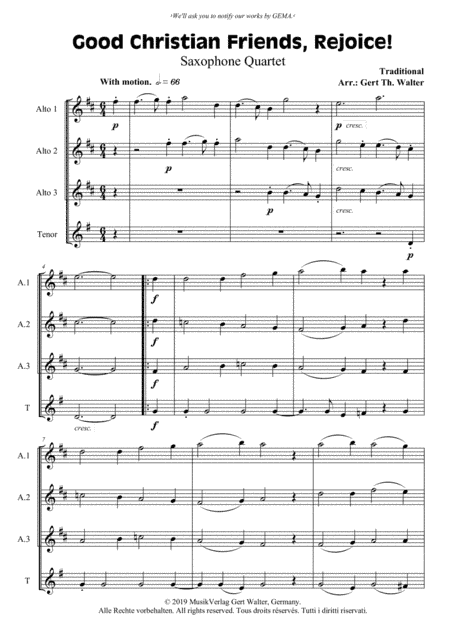Good Christian Friends, Rejoice! (arr. Gert Th. Walter)