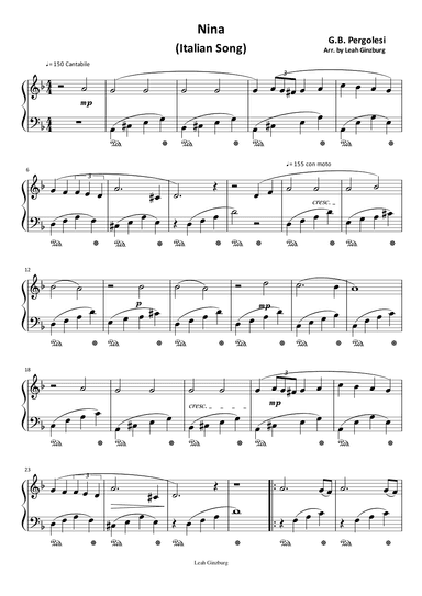 Nina by G.B. Pergolesi (Italian Song) (arr. Leah Ginzburg)