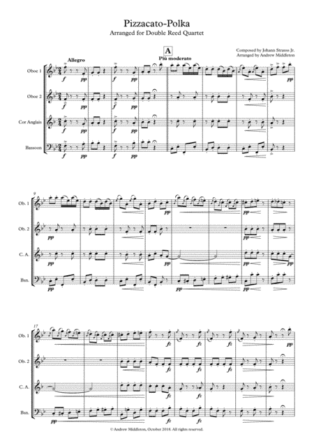 Pizzicato-Polka for Double Reed Quartet (arr. Andrew Middleton)