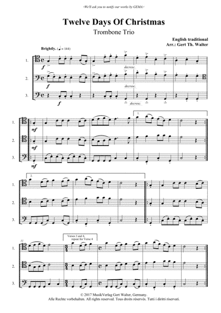 Twelve Days Of Christmas (arr. Gert Th. Walter)