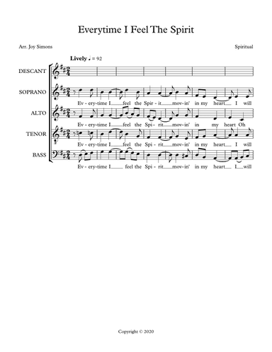 Everytime I Feel the Spirit (arr. Joy Simons)