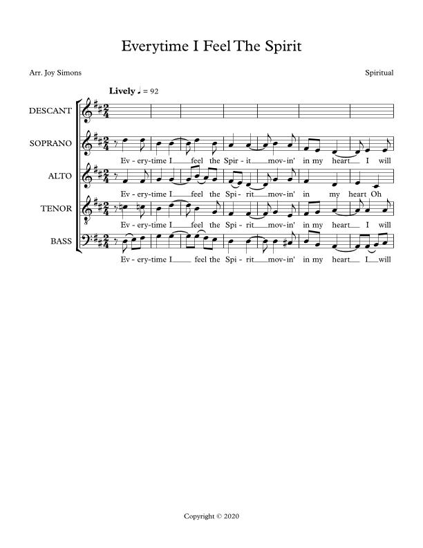 Everytime I Feel the Spirit (arr. Joy Simons)