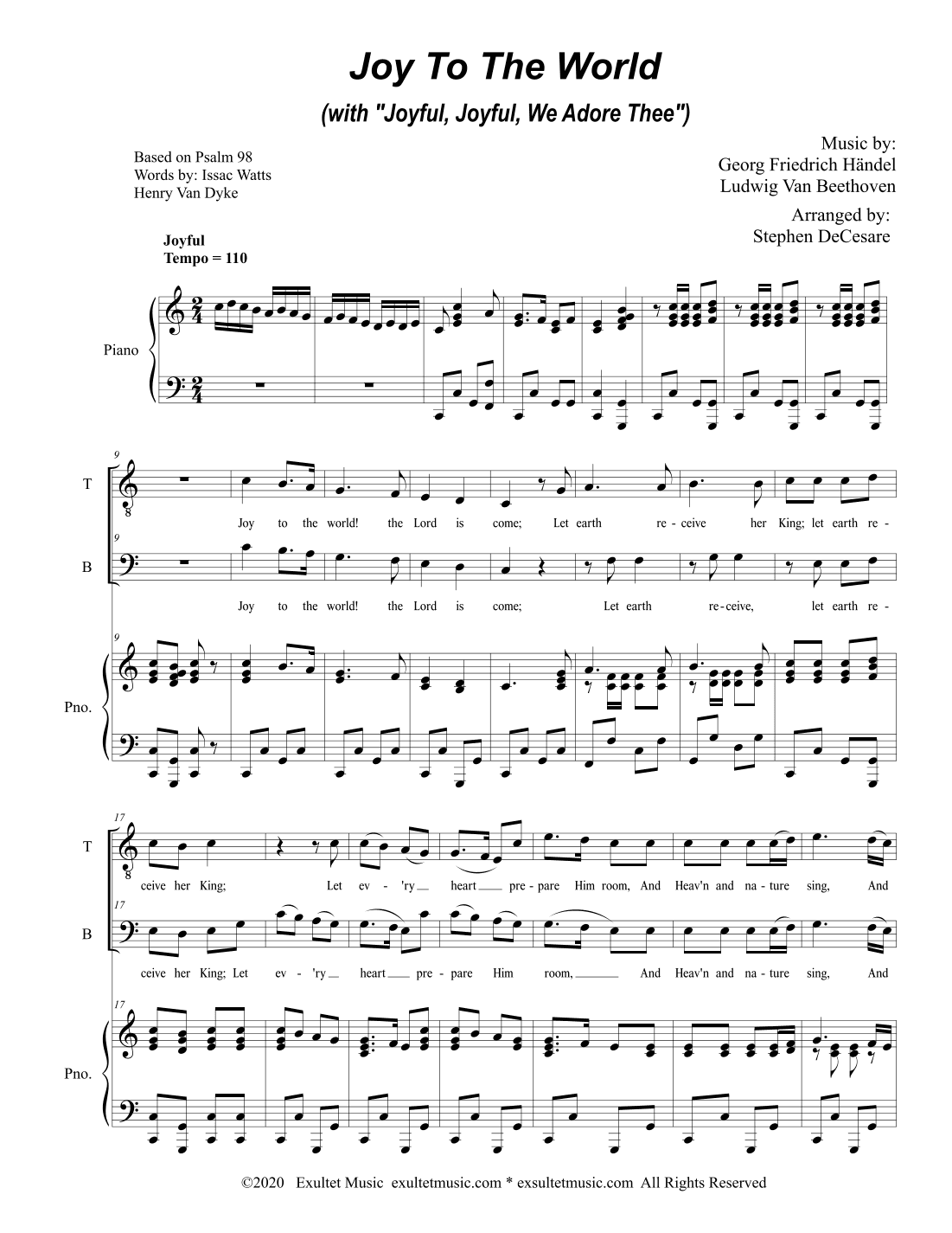 Joy To The World (with "Joyful, Joyful, We Adore Thee") (2-part choir - (TB) (arr. Stephen DeCesare)
