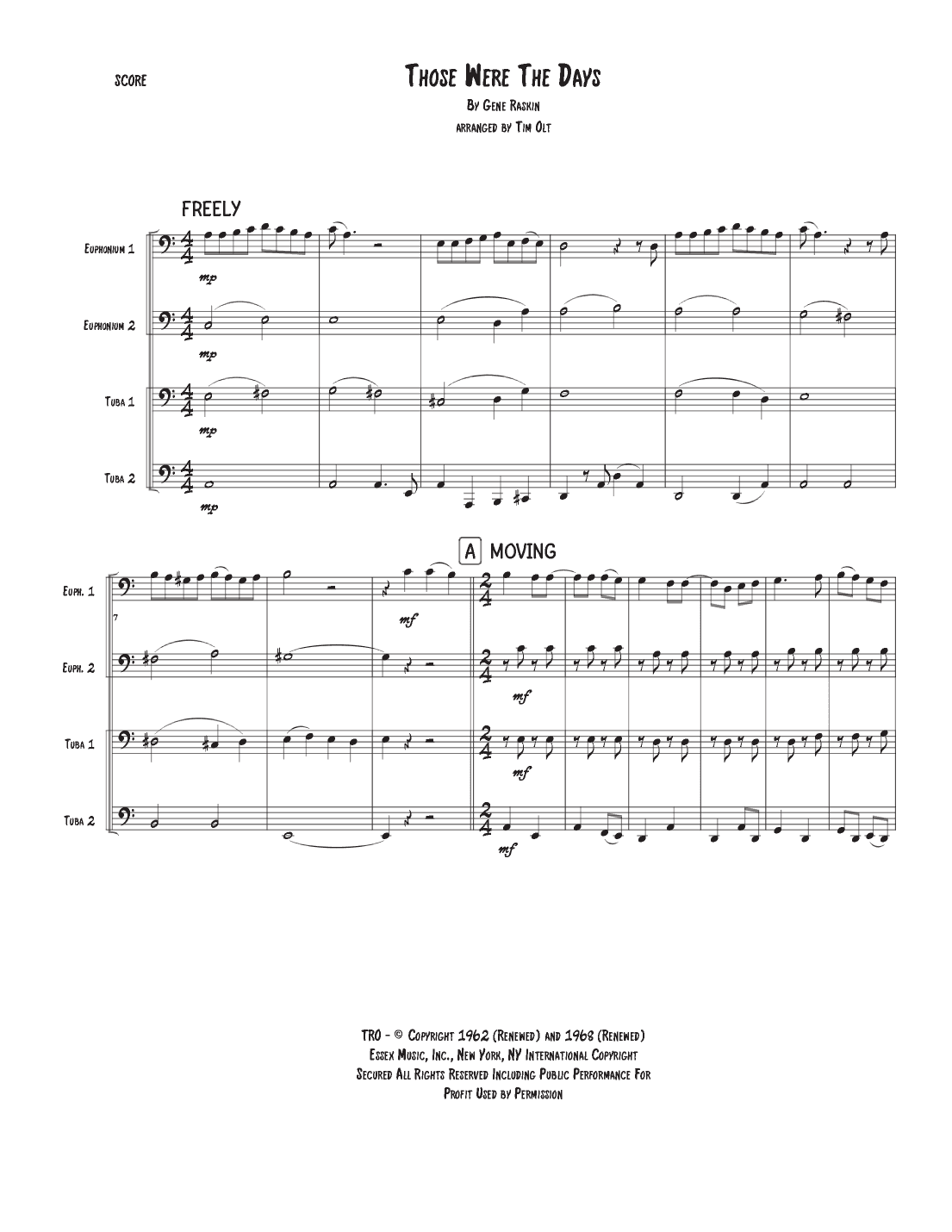 Those Were The Days (arr. Tim Olt)