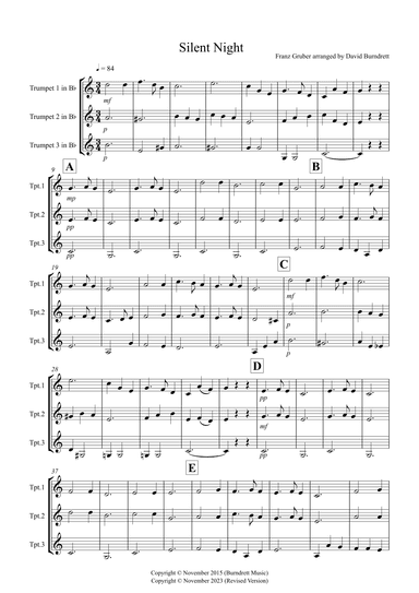 Silent Night for Trumpet Trio (arr. David Burndrett)