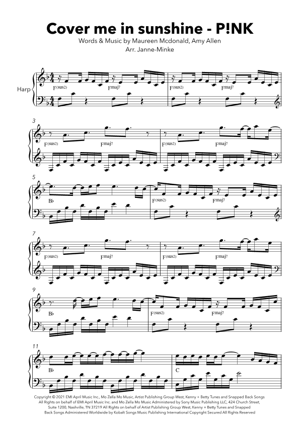 Cover Me In Sunshine (arr. Janne-Minke)