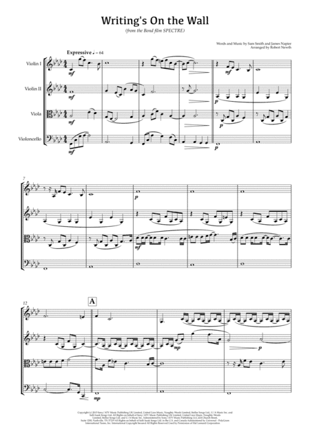 Writing's On The Wall from the film SPECTRE (arr. Robert Newth)