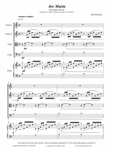 Bach-Gounod: Ave Maria for Piano Quintet (arr. James M. Guthrie)