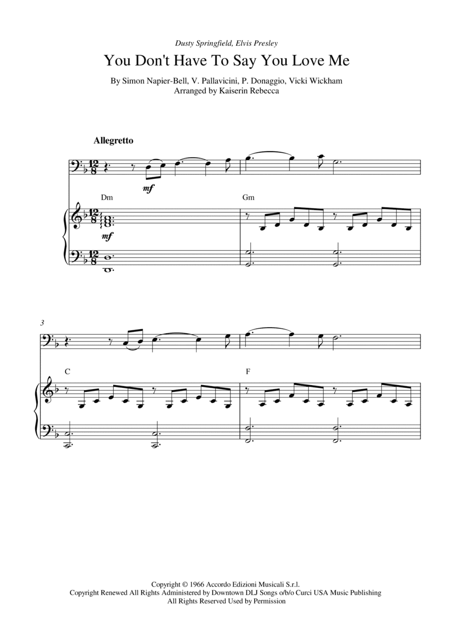You Don't Have To Say You Love Me (arr. Kaiserin Rebecca)