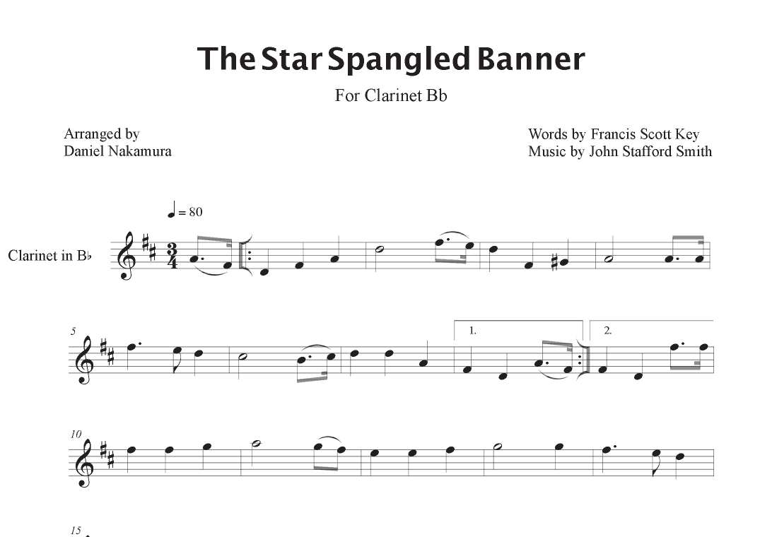 The Star Spangled Banner (For Clarinet) (arr. Daniel Nakamura)