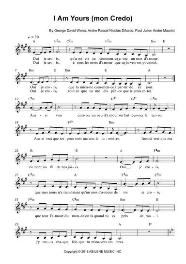 I Am Yours (mon Credo) (arr. Eduardo Mutz Có)
