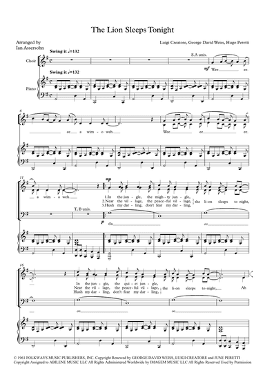 The Lion Sleeps Tonight (arr. Ian Assersohn)
