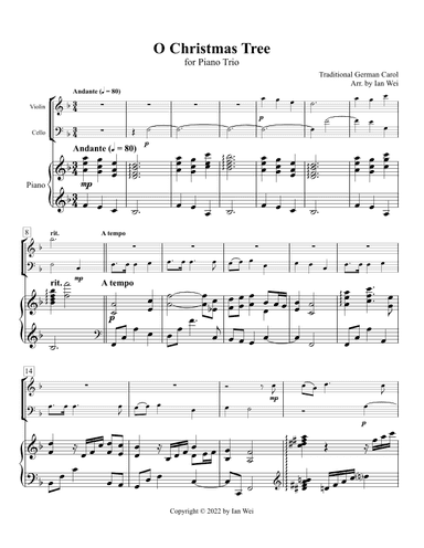 O Christmas Tree for Piano Trio (arr. Ian Wei)
