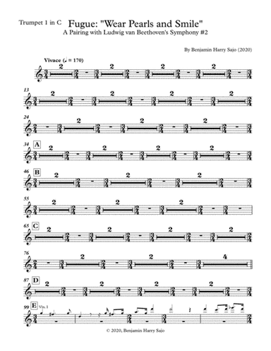 Fugue: "Wear Pearls and Smile" (A Pairing with Beethoven's Symphony #2) - Trumpet in C 1