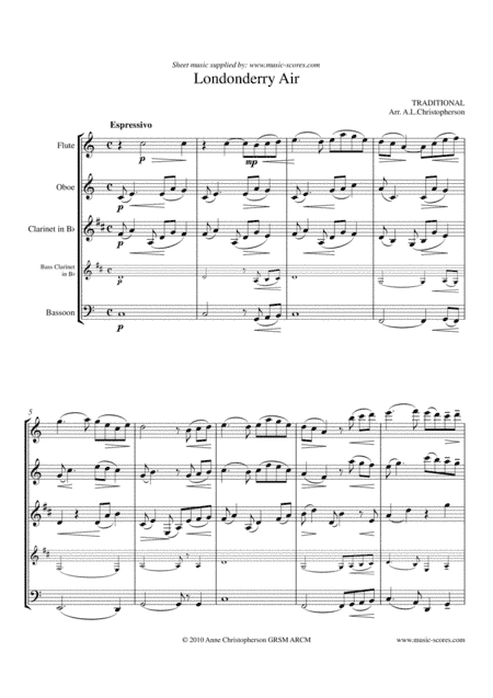 Londonderry Air - Wind Quartet (arr. Anne L Christopherson GRSM ARCM)