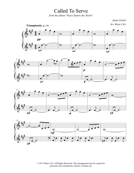Called To Serve (arr. Benjamin Cole)