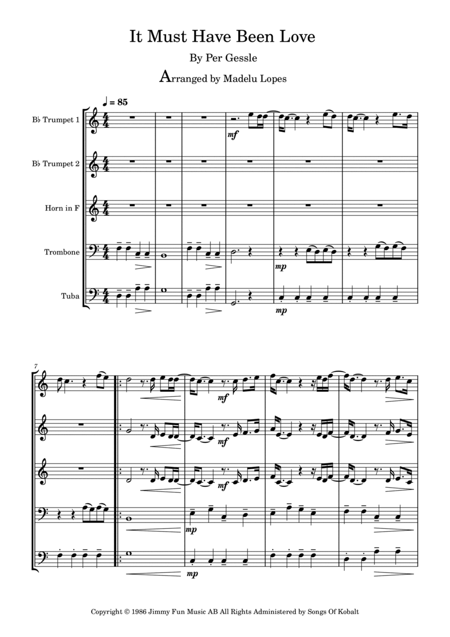 It Must Have Been Love (arr. Madelu Lopes)