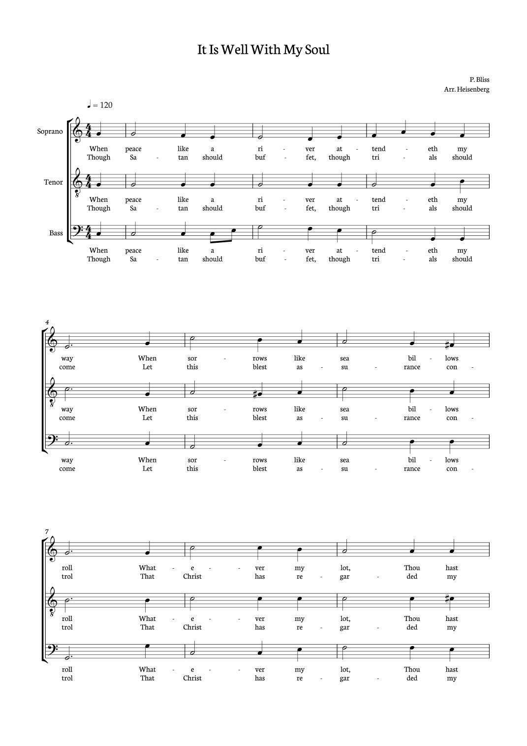 It Is Well With My Soul - STB (arr. Heisenberg)