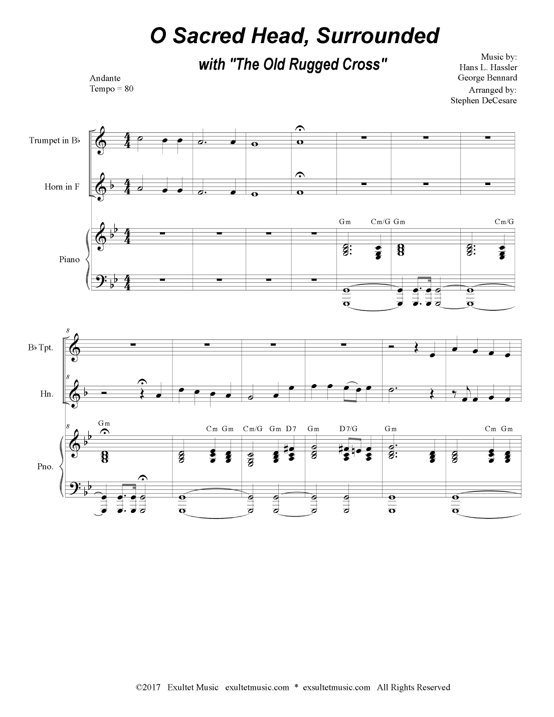 O Sacred Head, Surrounded (with "The Old Rugged Cross") (Duet for Bb-Trumpet and French Horn) (arr. Stephen DeCesare)