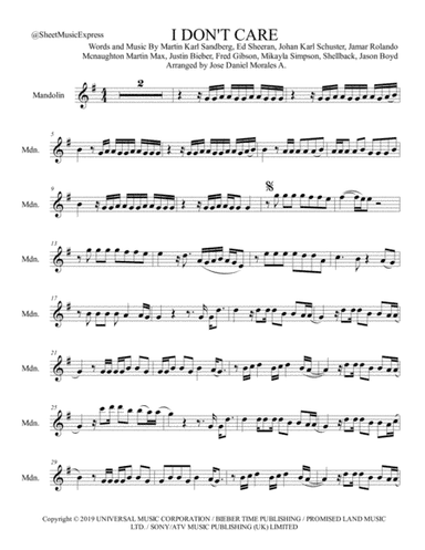 I Don't Care (arr. Jose Daniel Morales A.)