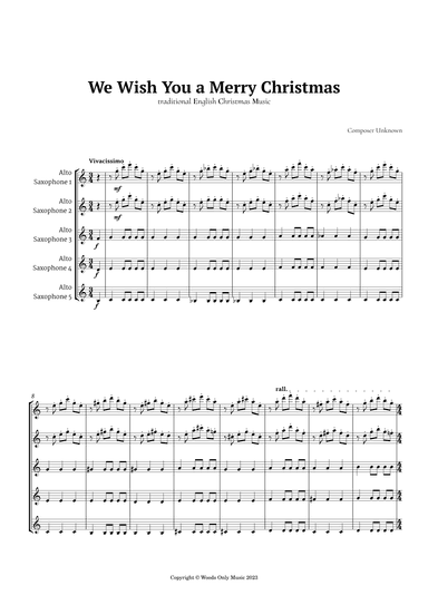 We Wish You a Merry Christmas for Alto Sax Quintet (arr. Ander)