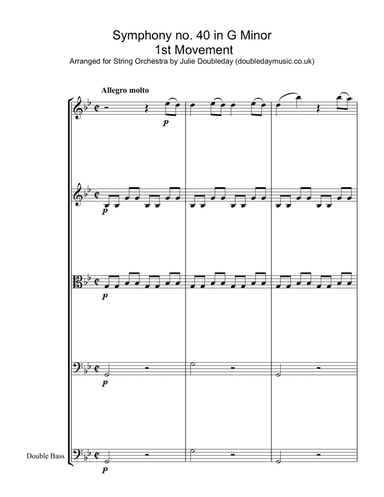 Mozart - Symphony No. 40 in G minor (1st Movement) arranged for String Orchestra (arr. Julie Doubleday)