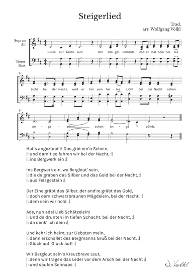 Steigerlied (trad.) - SATB a capella (arr. Wolfgang Völkl)