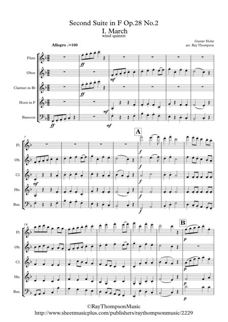 Holst: 2nd Suite in F Op.28 No.2 Mvt. I. March - wind quintet (arr. Ray Thompson)